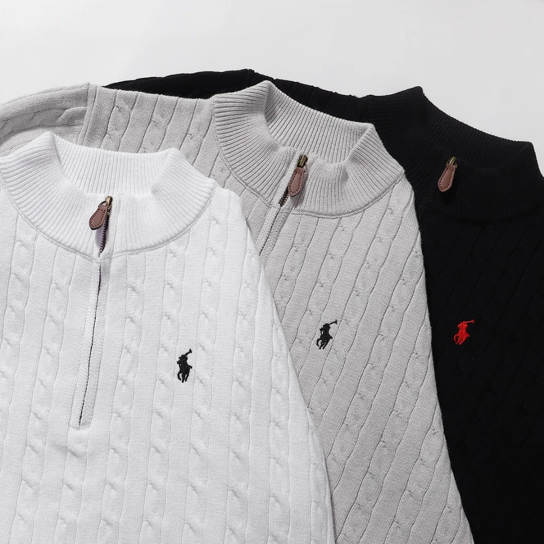 P200 Raff half-zip sweater black white gray